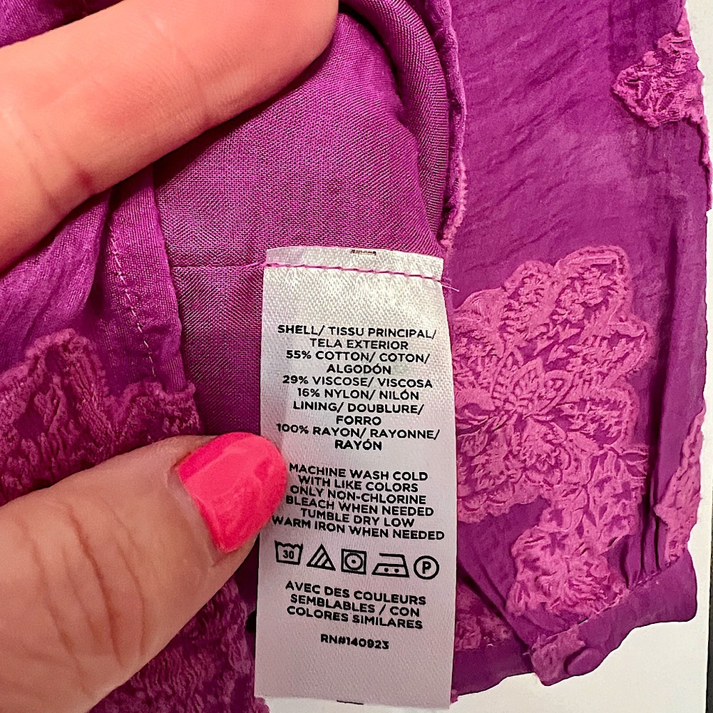 Bright purple Appliqué Boho Blouse by Loft - NWT - Picture 7 of 8